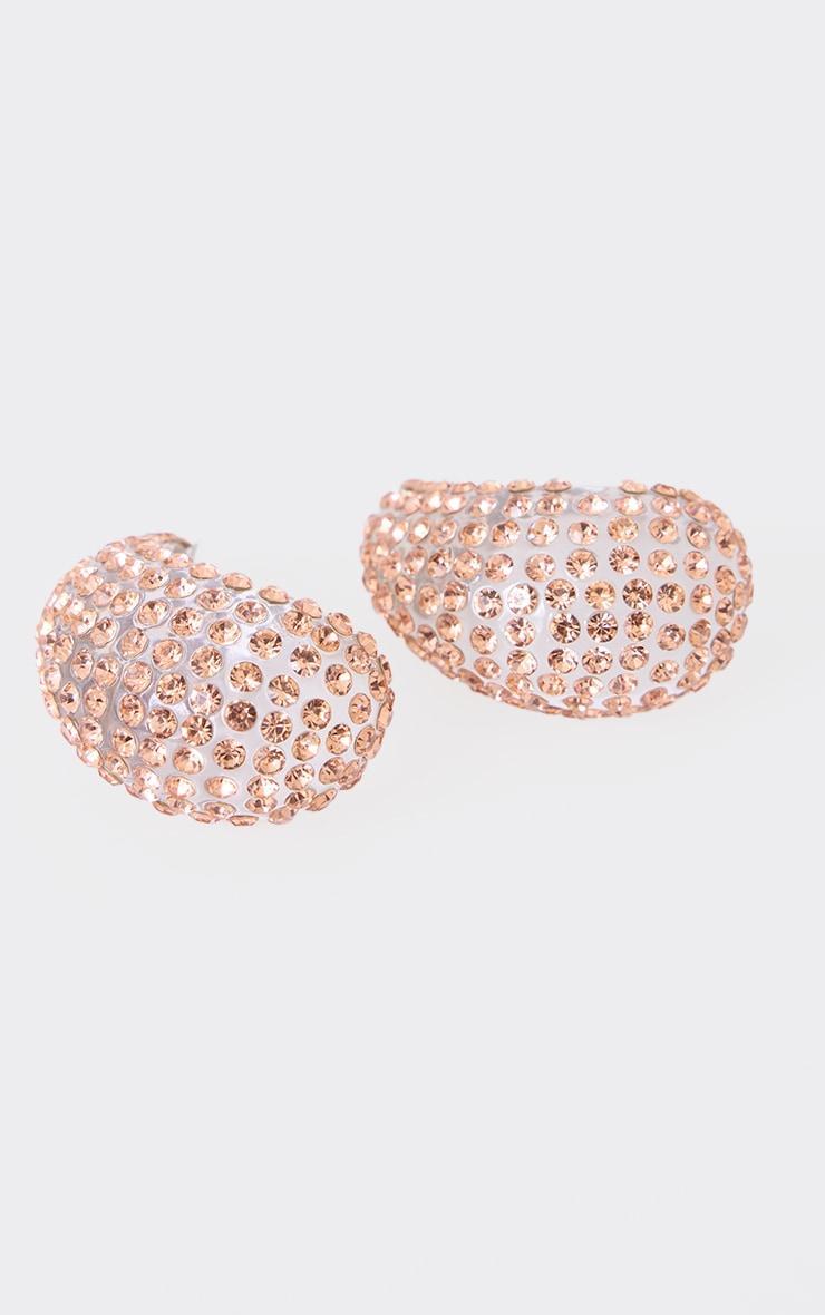 Gold Clear Diamante Teardrop Stud Earrings Product Image