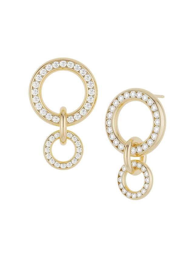 Womens Canis 18K Yellow Gold & Diamond Interlocking Drop-Hoop Earrings Product Image