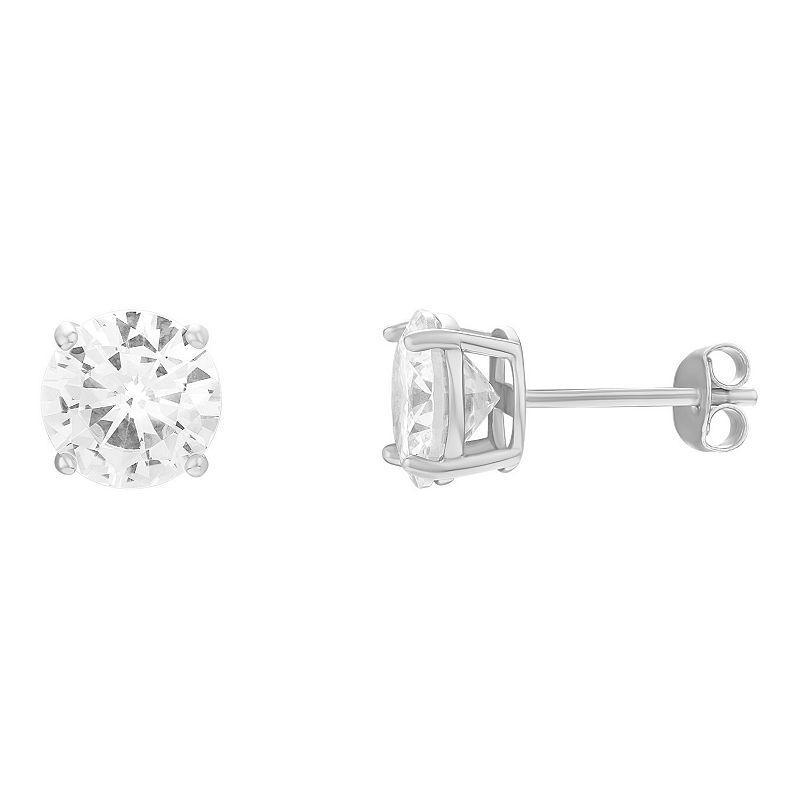 PRIMROSE Sterling Silver 8 mm Cubic Zirconia Stud Earrings, Womens Product Image