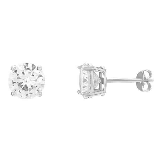 PRIMROSE Sterling Silver 8 mm Cubic Zirconia Stud Earrings, Womens Product Image