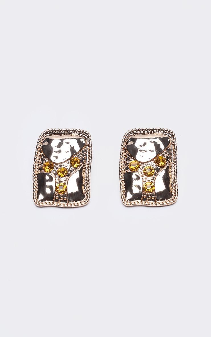 Gold Abstract Diamante Stud Earrings Product Image