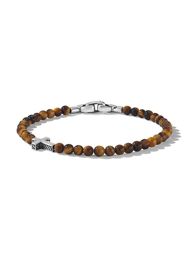 Mens Spiritual Beads Cross Station Bracelet Product Image