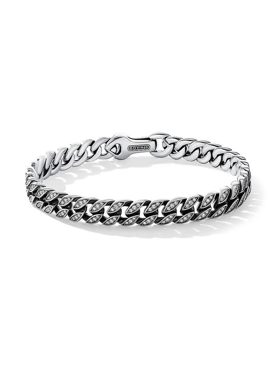 Mens Curb Chain Bracelet with Pav Diamonds Product Image