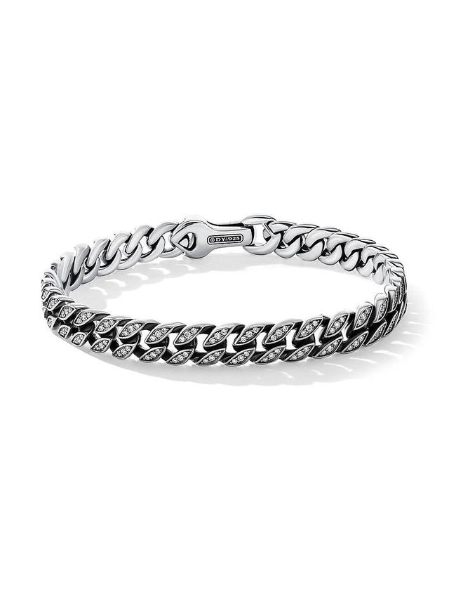 Mens Curb Chain Bracelet with Pav Diamonds Product Image