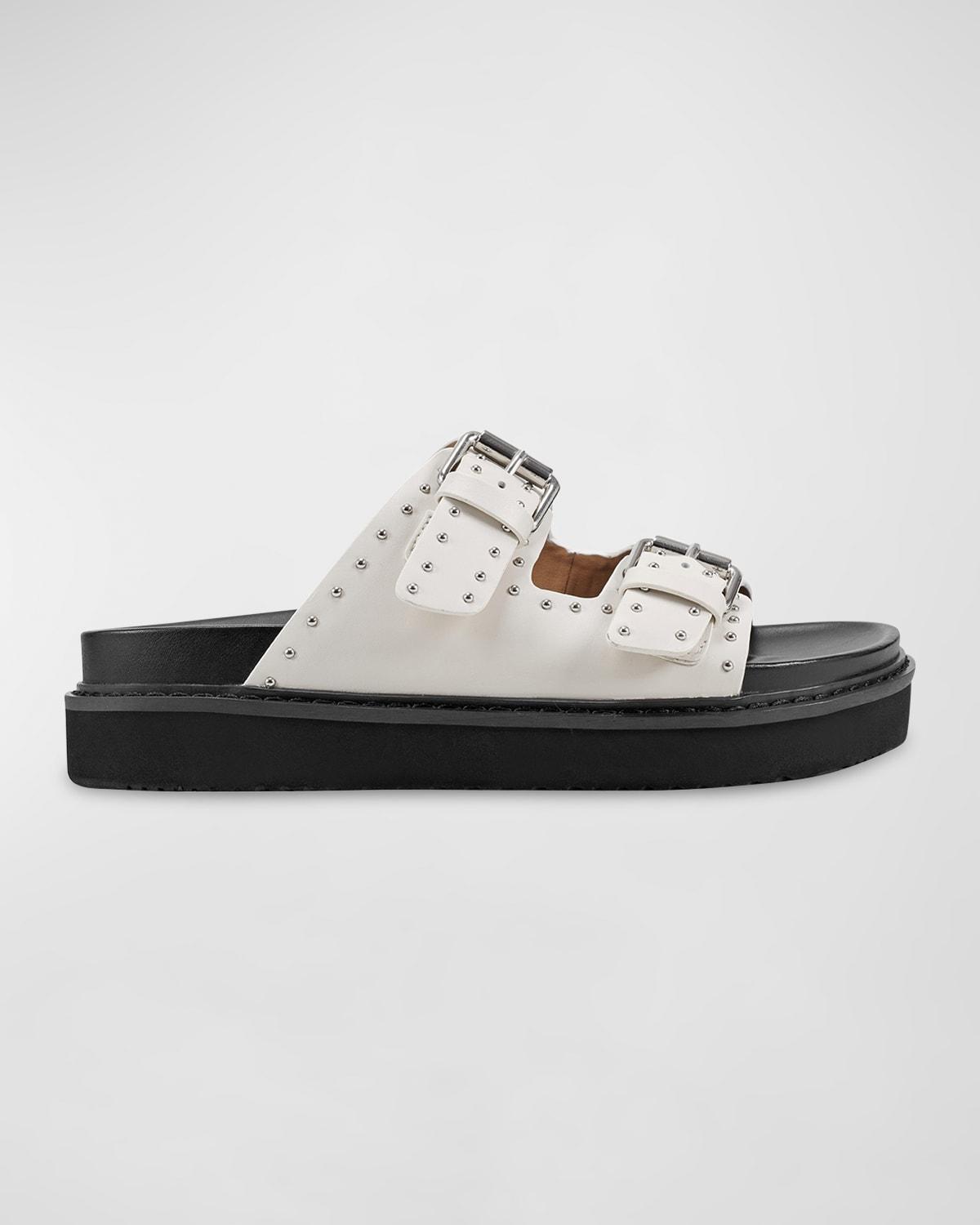 Agusta Micro Stud Leather Dual-Buckle Sandals Product Image