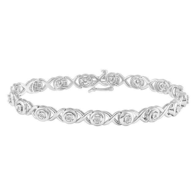 Royal Aura Sterling Silver 1/6 Carat T.W. Diamond XO Bracelet Set, Womens Product Image