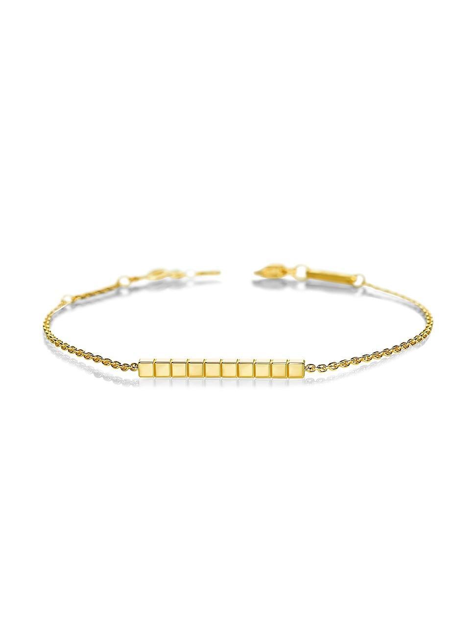 Womens Ice Cube 18K Yellow Gold Chain Bracelet Product Image