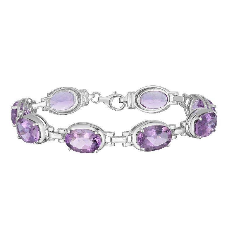 Sterling Silver Amethyst Bracelet, Womens Product Image