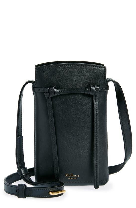 Clovelly Refined Leather Phone Pouch In Black Product Image