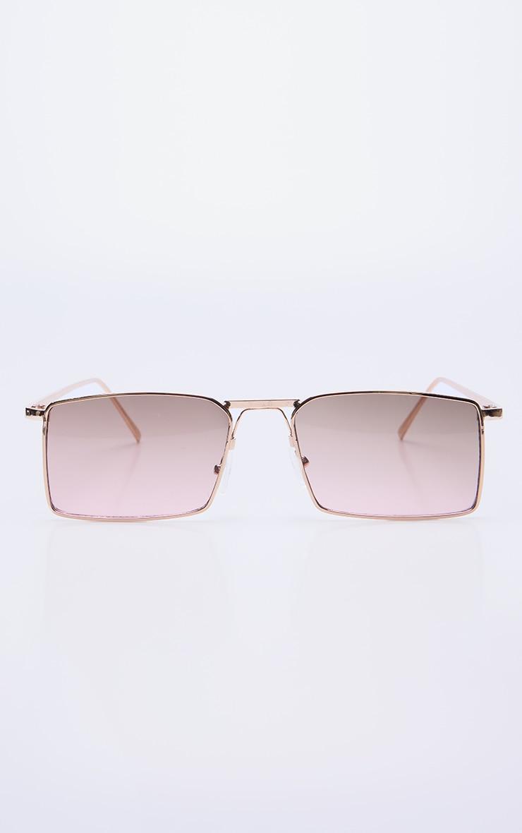 Beige Square Frame Slim Aviator Sunglasses Product Image