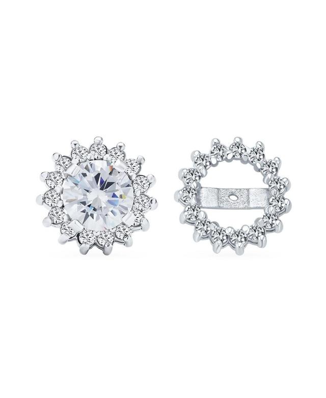 Bling Jewelry 1CT Cz Solitaire Removable Cubic Zirconia Halo Jacket Cz Stud Earrings For Women .925 Sterling Silver Product Image