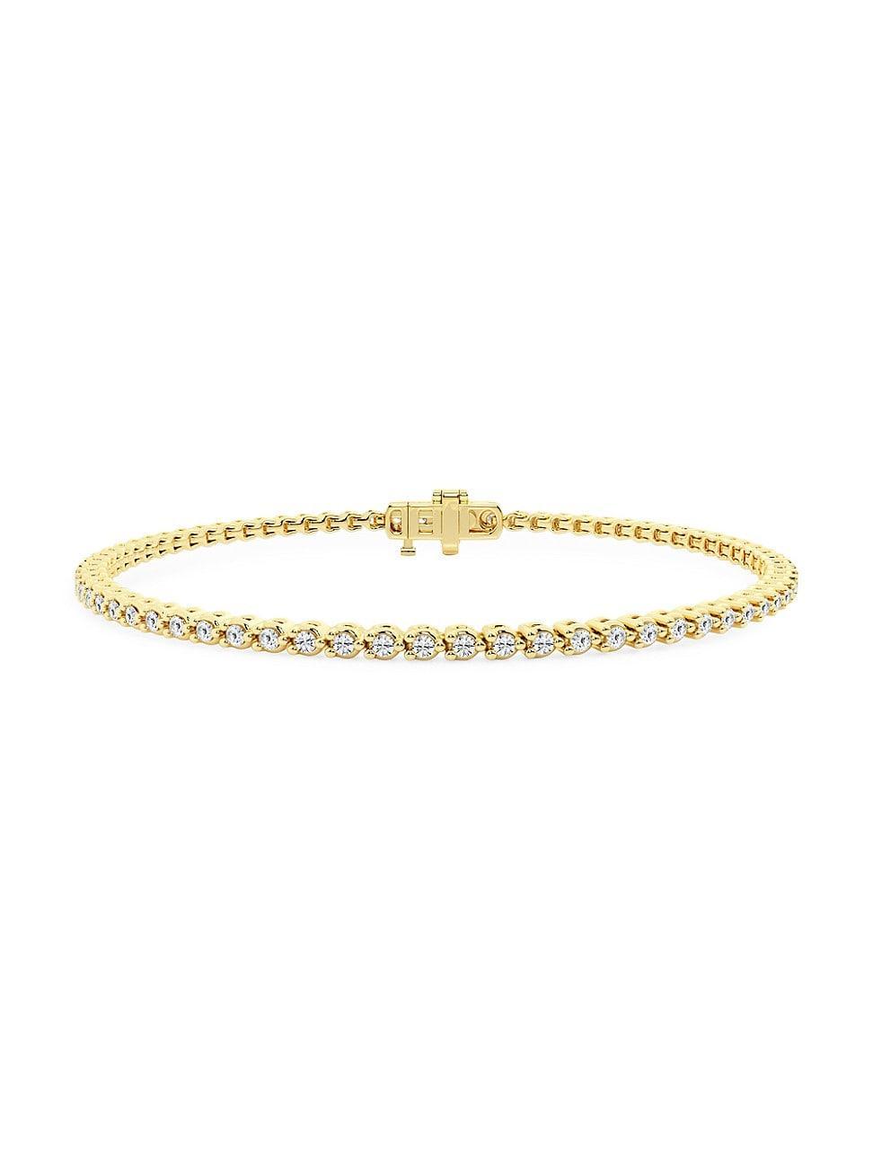 Womens 14K Yellow Gold & Round Lab-Grown Diamond 3-Prong Tennis Bracelet/1.00-10.00 TCW Product Image