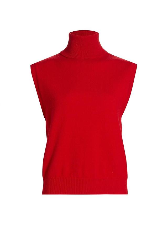 Womens Wool-Cashmere Sleeveless Turtleneck Top Product Image