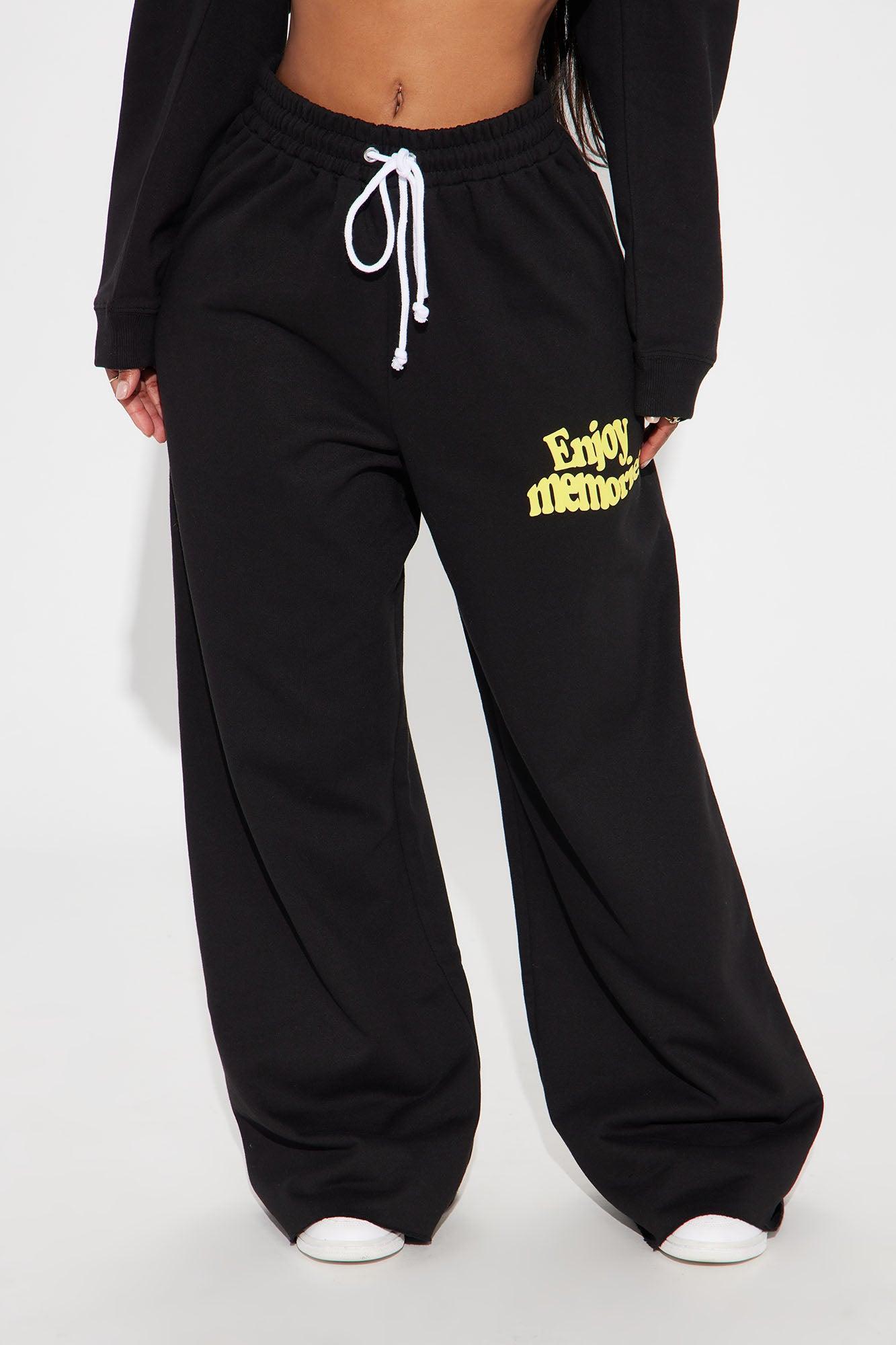 If You're Ready This Wide Leg Pant - Black/Yellow Product Image