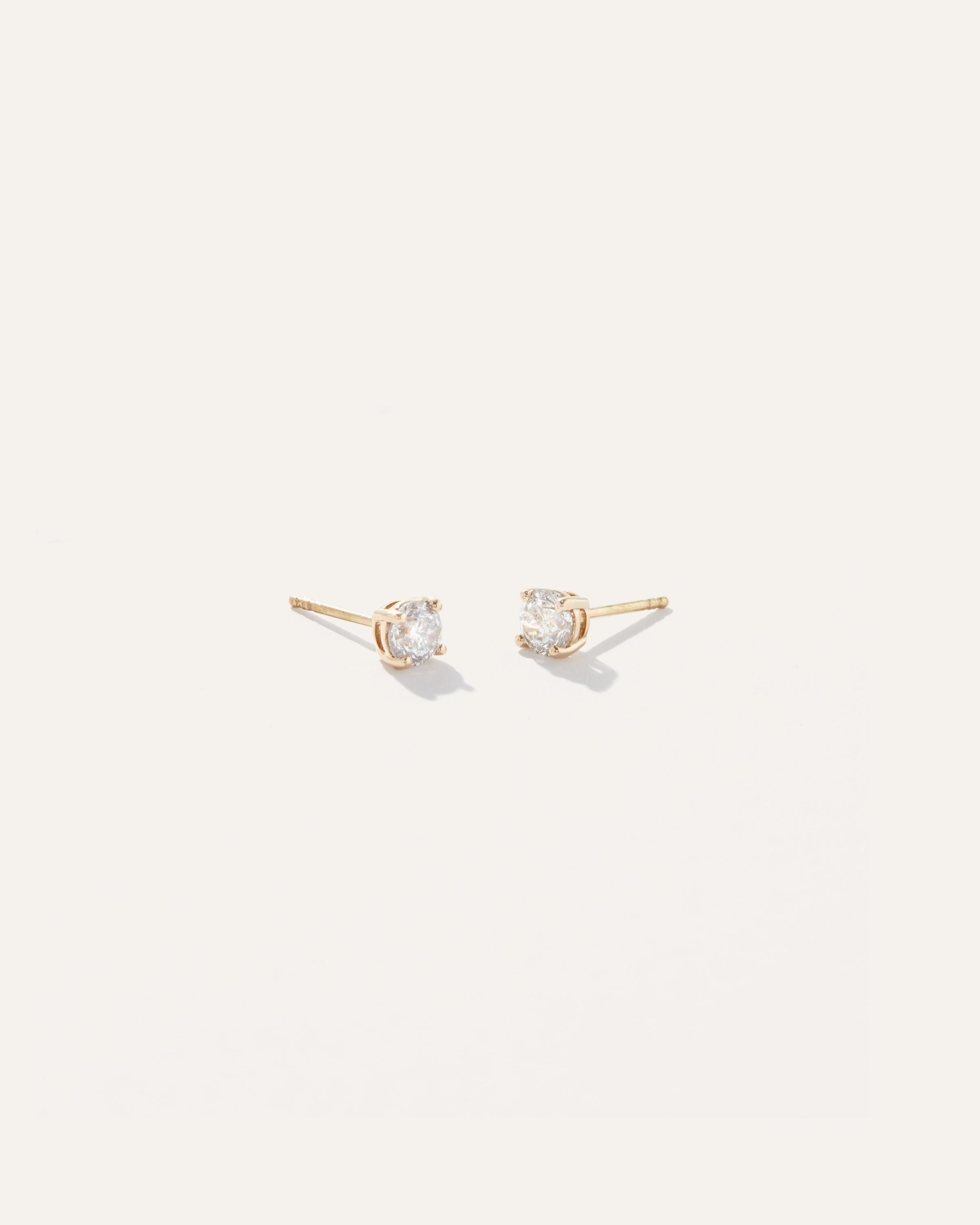 14k Gold Natural Diamond Solitaire Studs Product Image