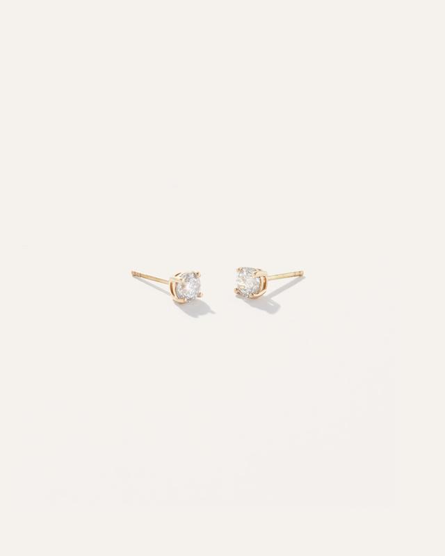 14k Gold Natural Diamond Solitaire Studs Product Image