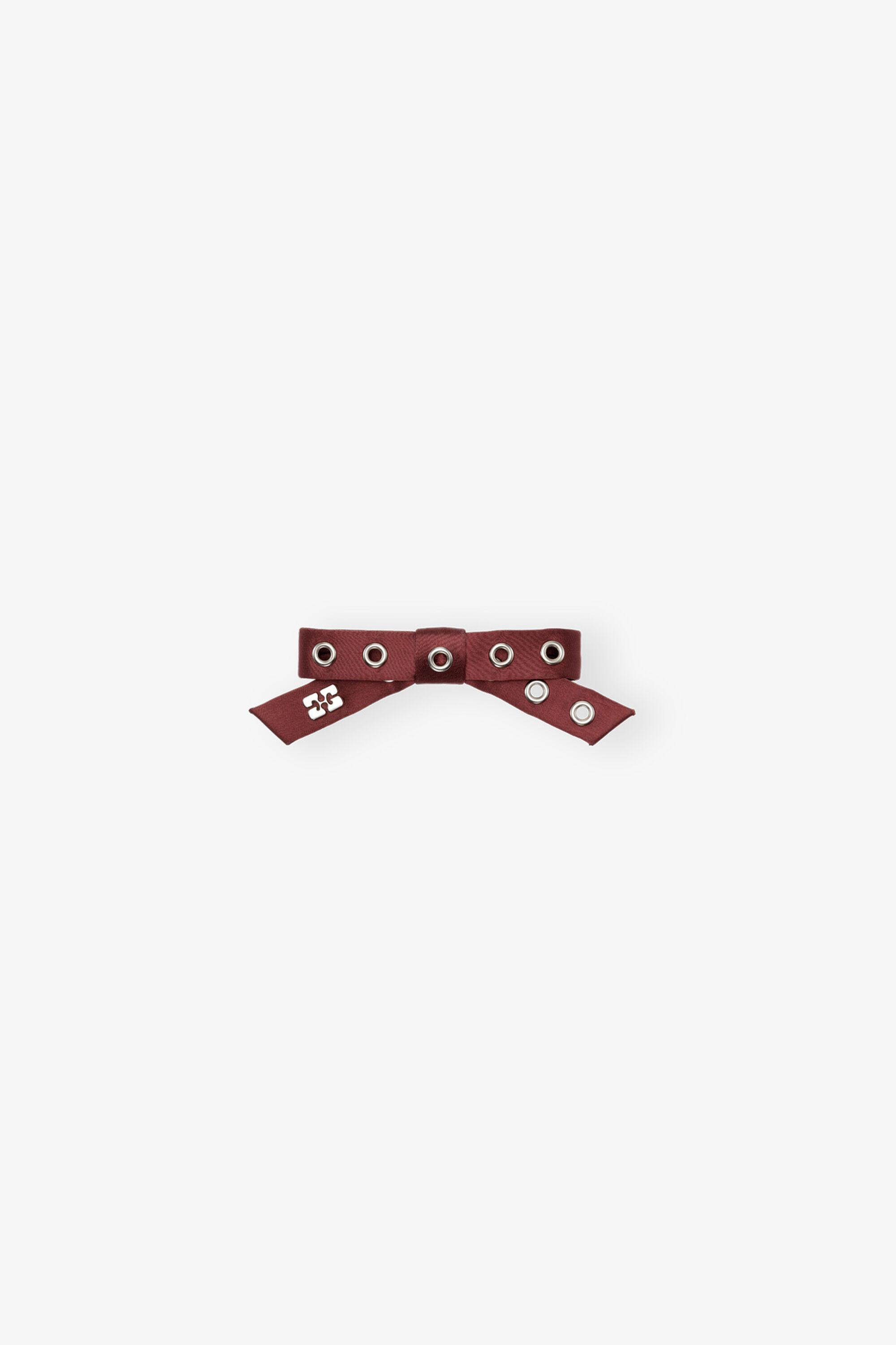 Burgundy Eyelet Bow Barrette Product Image