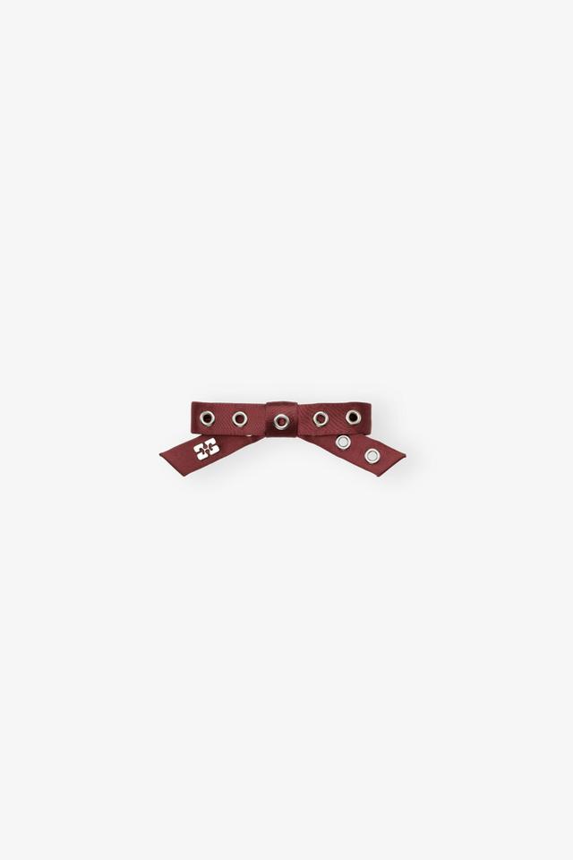 Burgundy Eyelet Bow Barrette Product Image