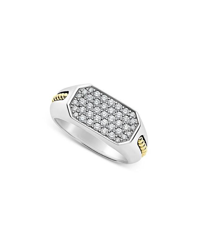 Lagos Mens 18K Yellow Gold & Sterling Silver Anthem Diamond Octagon Cluster Ring Product Image