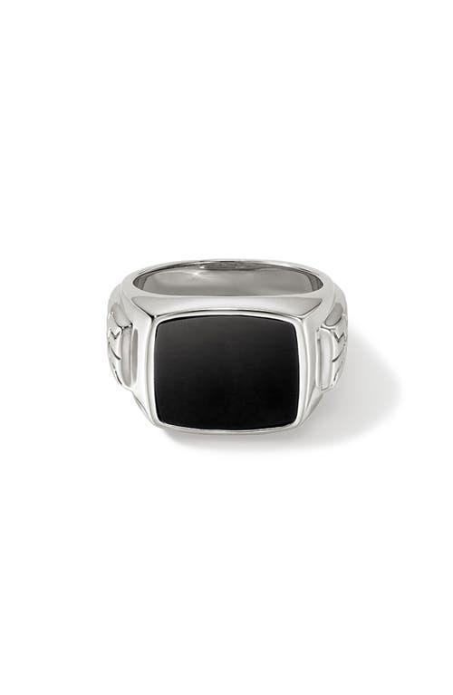 Mens Sterling Silver & Black Onyx Signet Ring Product Image