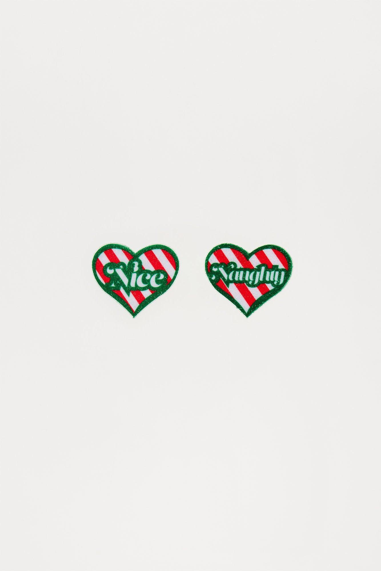 Naughty Or Nice Nipple Cover Pasties - Green/combo Product Image