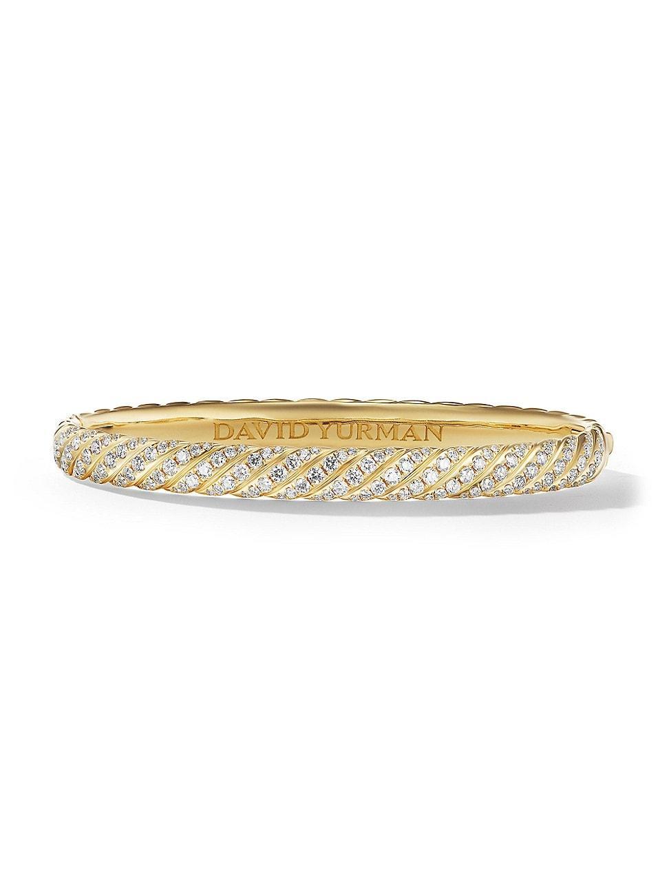 David Yurman 18K Yellow Gold Sculpted Cable Pave Diamond Bangle Product Image