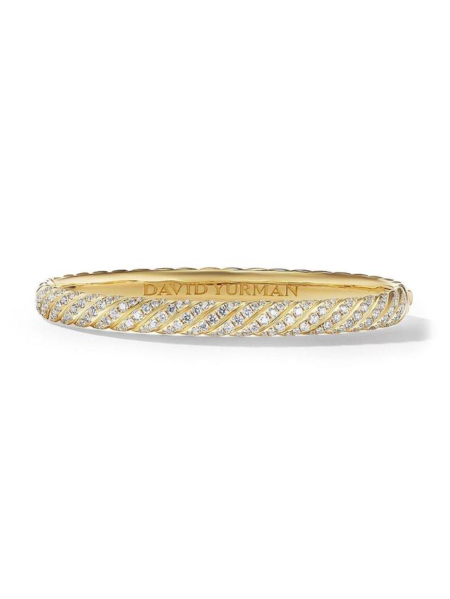 Womens Sculpted Cable Bangle Bracelet in 18K Yellow Gold Product Image