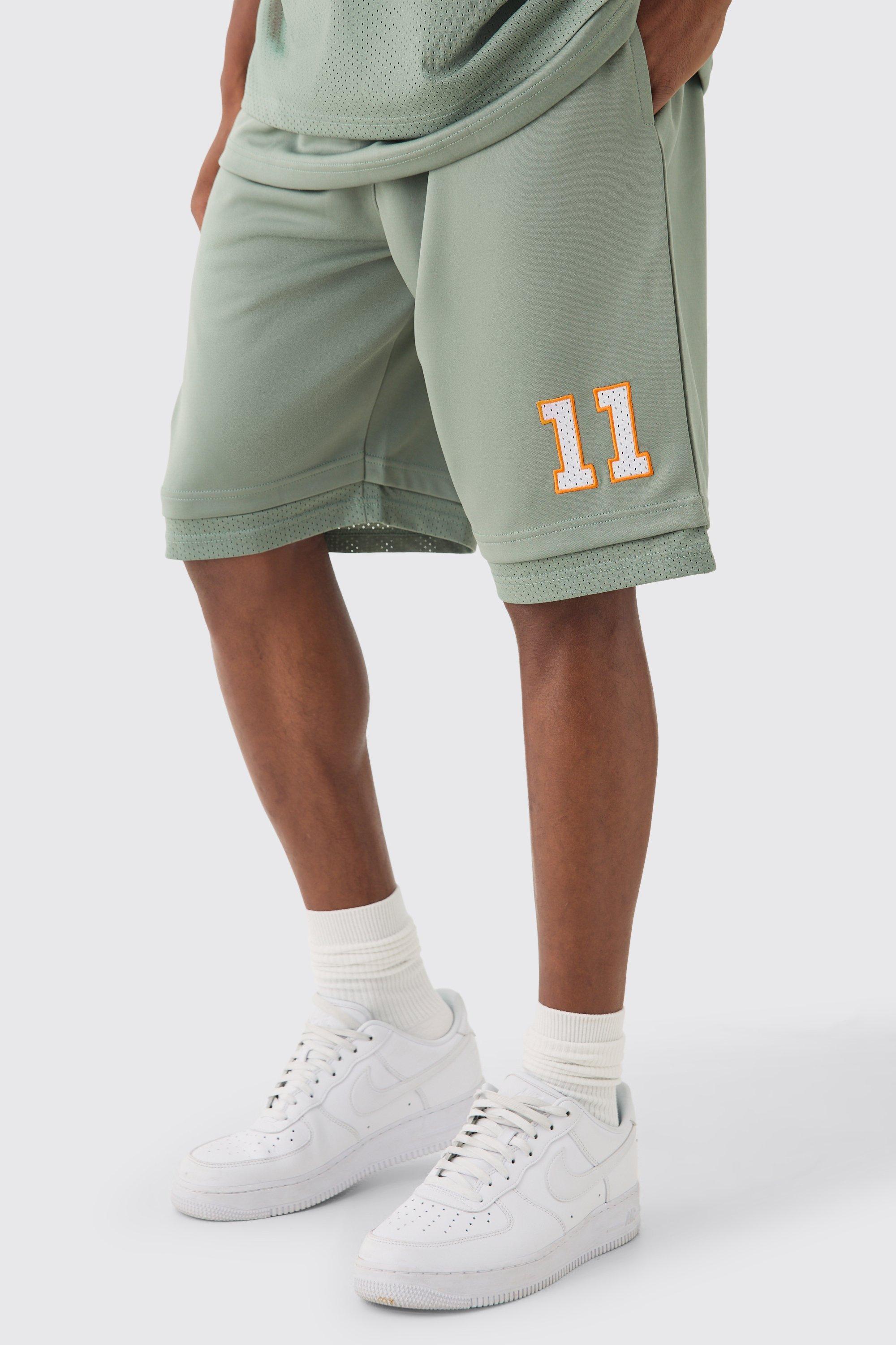 Loose Fit Satin Mesh Basketball Shorts | boohooMAN USA Product Image