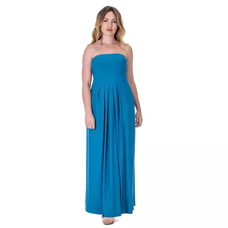 Womens 24Seven Comfort Pleated A Line Strapless Maxi Dress With Pockets Product Image