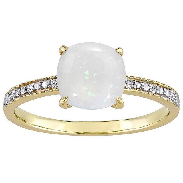 Stella Grace 10k Gold White Opal & Diamond Accent Solitaire Ring, Womens Product Image