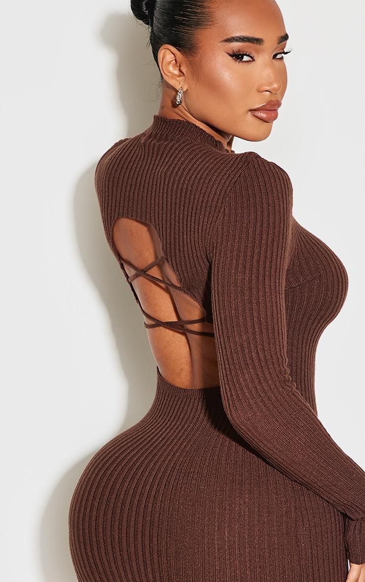 Shape Chocolate Rib Knit Mini Dress Product Image