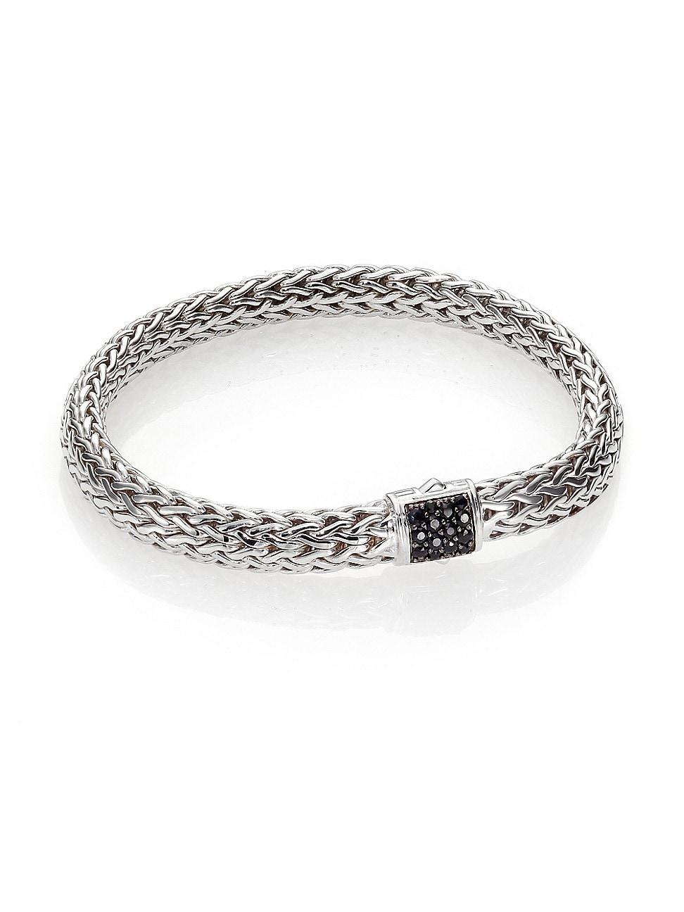 Womens Classic Chain Black Sapphire & Sterling Silver Medium Bracelet Product Image