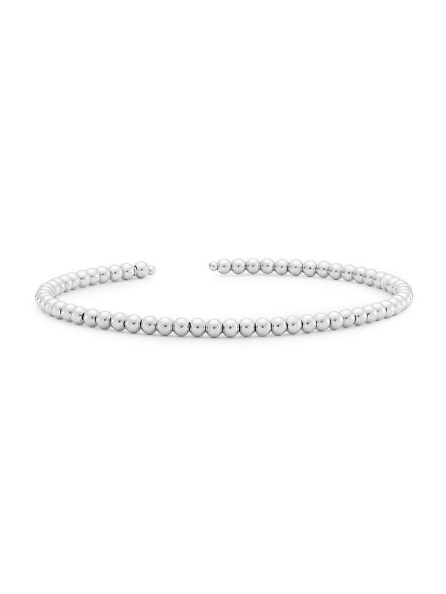 Womens 14K White Gold Beaded Cuff Product Image