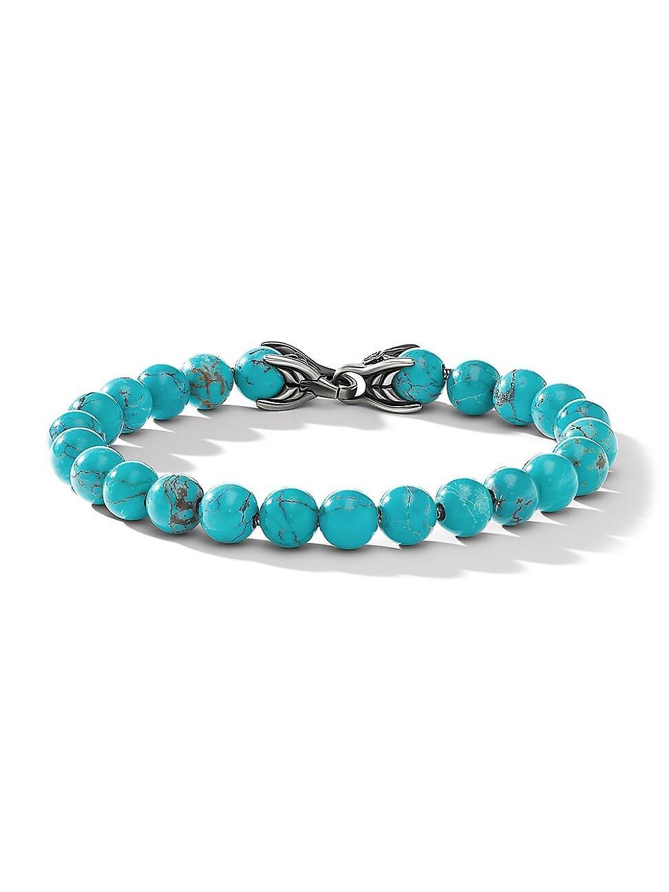 Mens Spiritual Bead Turquoise & Sterling Silver Bracelet Product Image