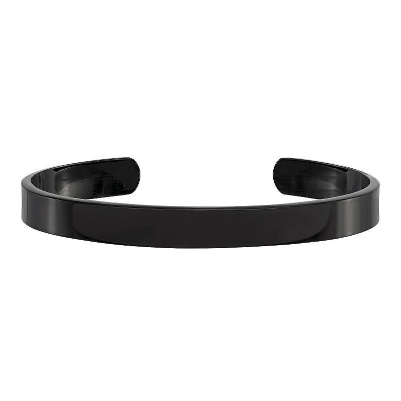 Mens Black Ion Plated Stainless Steel Cuff Bracelet Product Image