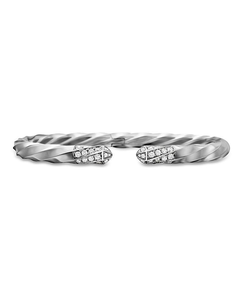 Womens Cable Edge Bracelet In Sterling Silver With Pav Diamonds Product Image