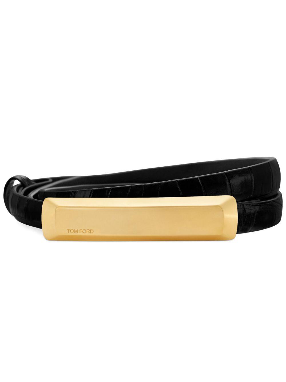 TOM FORD Logo-engraved Leather Belt In Black Product Image