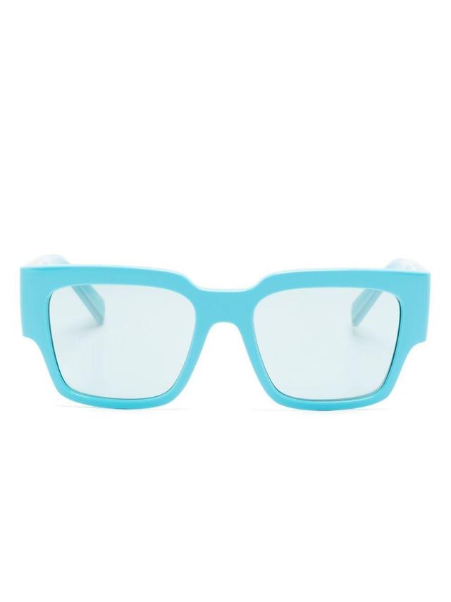 Logo-engraved Square-frame Sunglasses In Blue Product Image