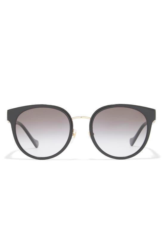 56mm Round Sunglasses In Black Black Grey Product Image