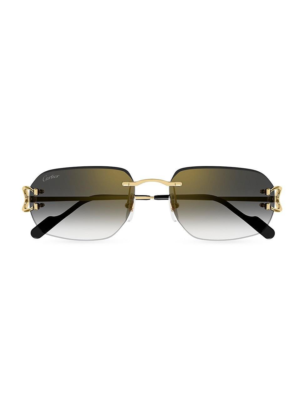 Cartier Decor 24 Carat Gold Plated Rimless Rectangular Sunglasses, 58mm Product Image