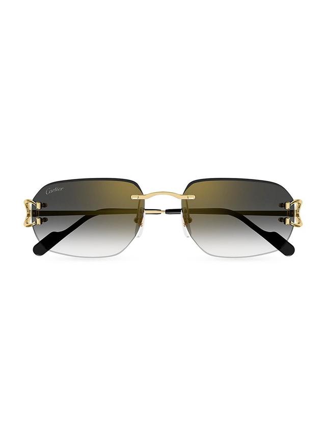 Cartier Decor 24 Carat Gold Plated Rimless Rectangular Sunglasses, 58mm Product Image