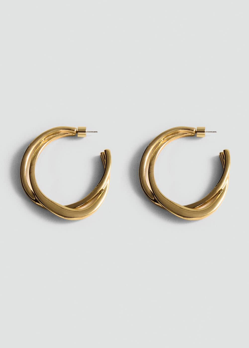 MANGO - Intertwined hoop earrings - One size - Women Product Image