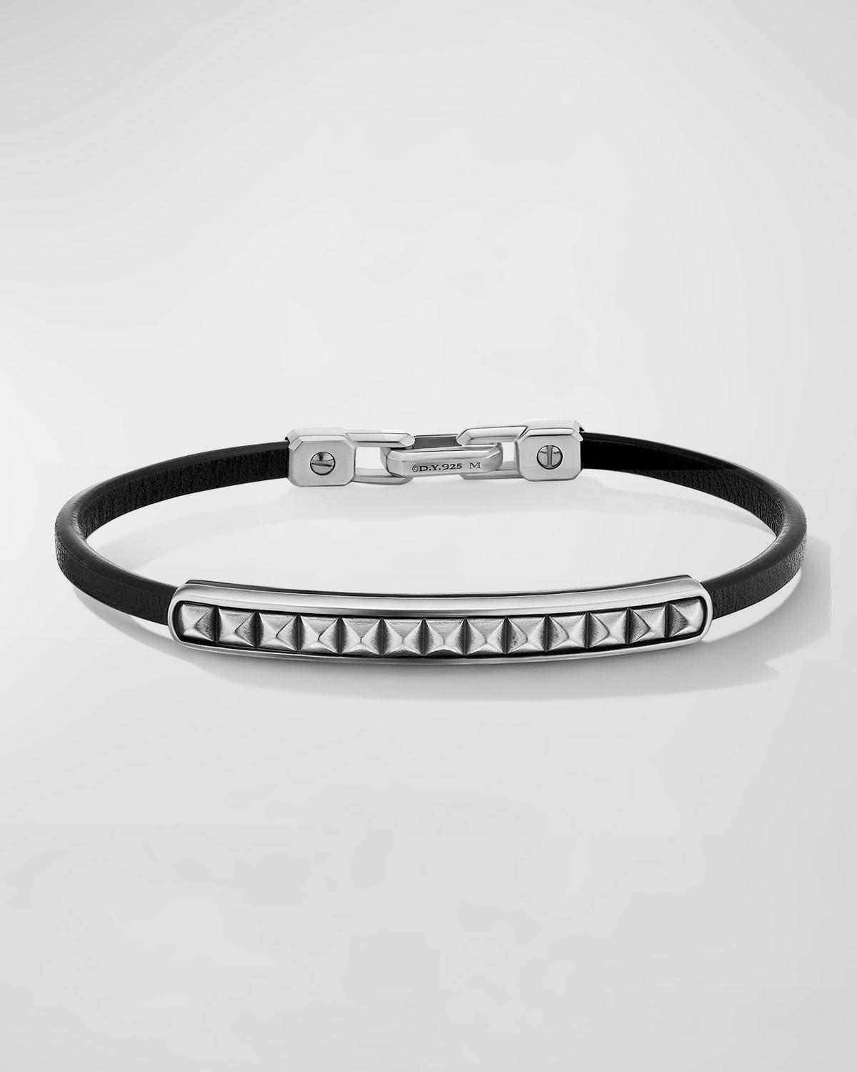 David Yurman Sterling Silver Pyramid Leather Bracelet Product Image