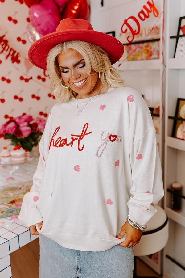 I Heart You Embroidered Sweater Curves Product Image