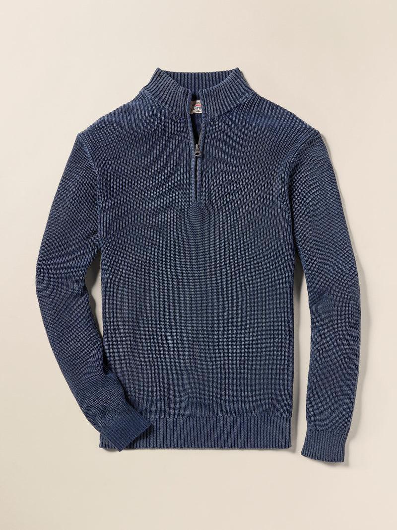 Sunwashed Quarter Zip Sweater - Blue Nights Product Image