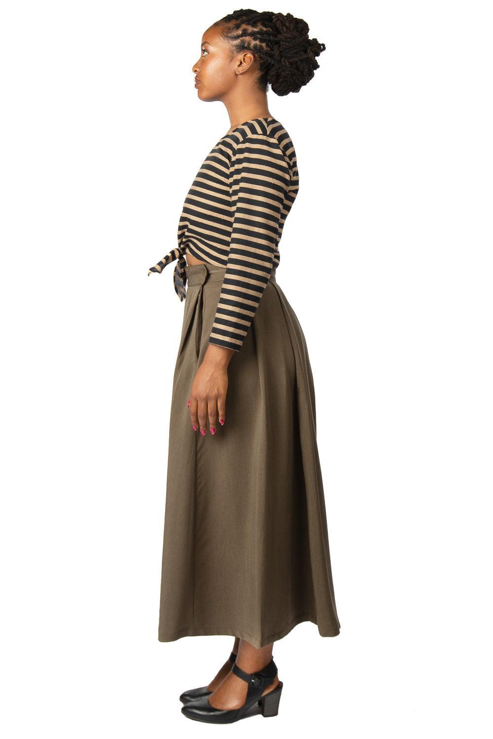 Rue Skirt in Olive Tencel Product Image