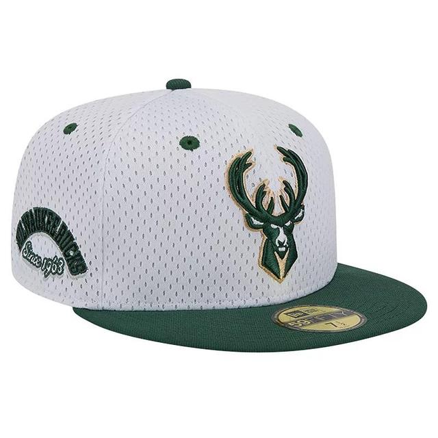 Mens New Era /Hunter Green Milwaukee Bucks Throwback 2Tone 59FIFTY Fitted Hat Product Image