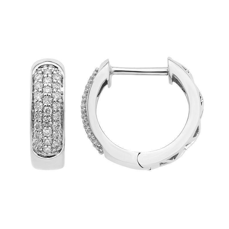 The Regal Collection 14k Gold 1/4 Carat T.W. Certified Diamond Huggie Hoop Earrings, Womens, White Product Image