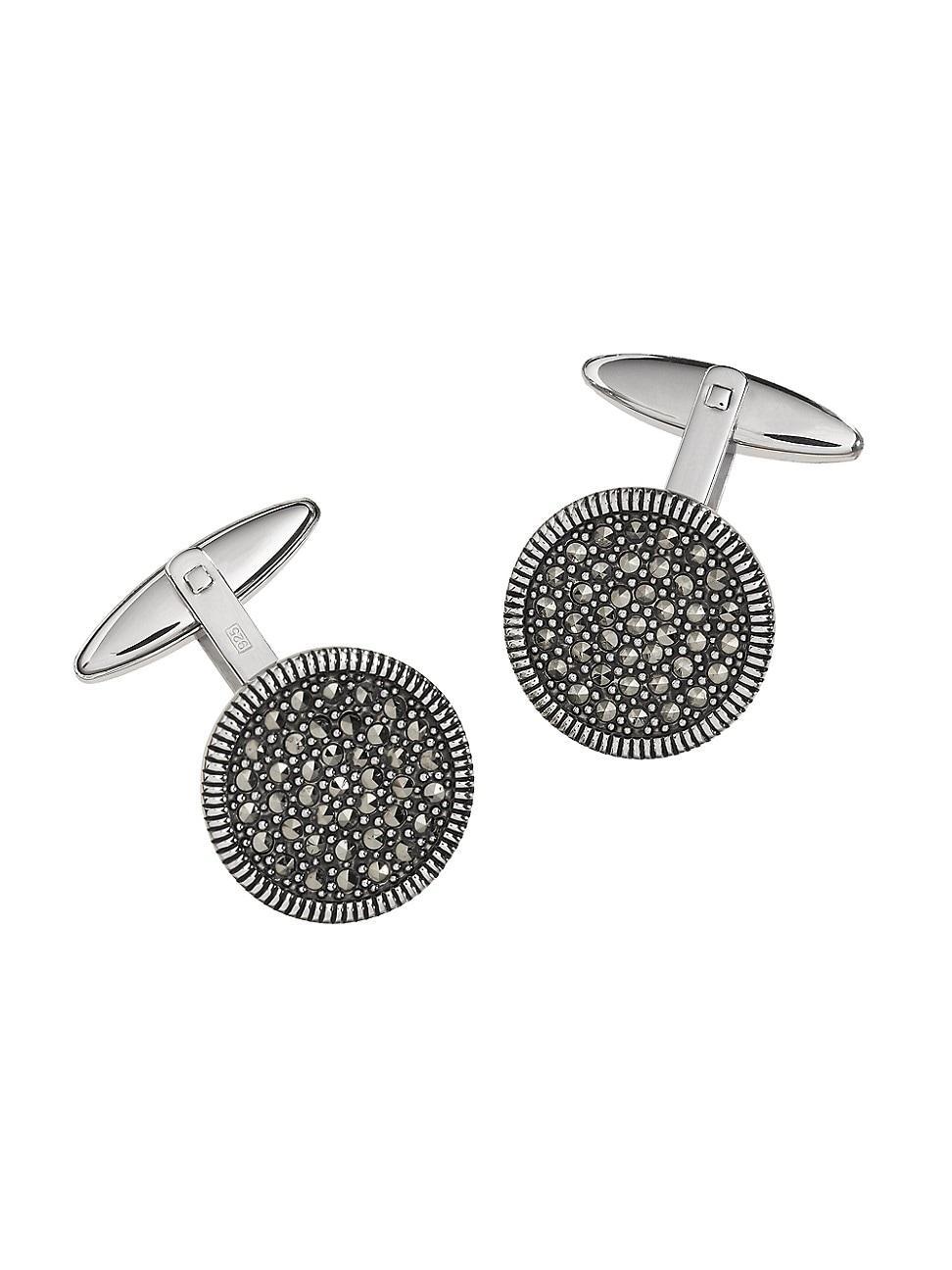 Mens Round Marcasite Cufflinks Product Image