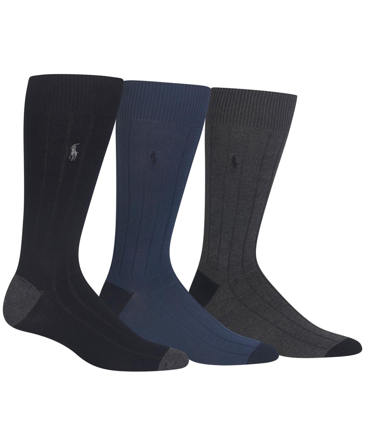 Polo Ralph Lauren Mens 3-Pk. Soft Touch Rib Dress Socks - Black/Blue Product Image